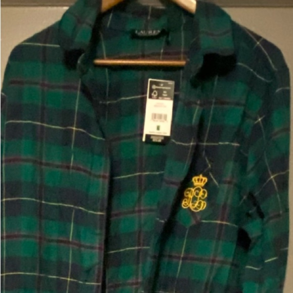 Ralph Lauren Green and Blue Plaid Sleep Shirt